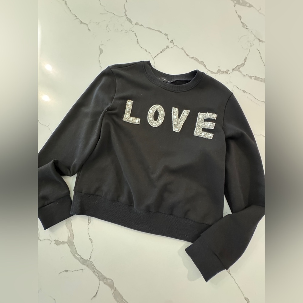 Endless Rose Black Crystal “Love” Sweatshirt Size S/M New